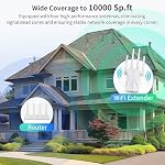 WiFi Booster de signal d'extension, 2025 WiFi Extendeur AC1200Mbps Double bande (5,8 GHz/2,4 GHz), WiFi Booster avec le port Ethernet pour les couvertures d'accueil jusqu'à 10000 Sq.ft, compatible avec plus de dispositifs