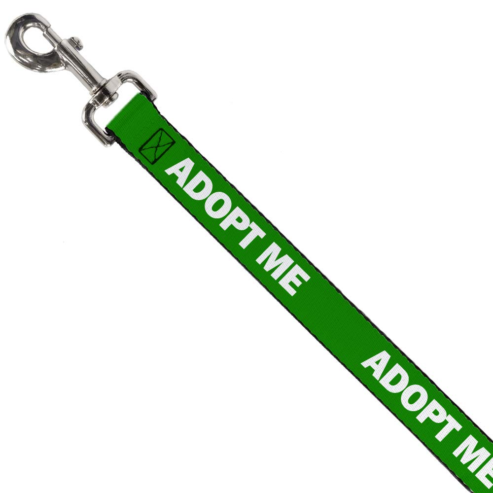 Buckle-Down Pet Leash, Dog Leash, Pet Quote Adopt Me Green White, 6 Feet Long 0.5 Inch Wide