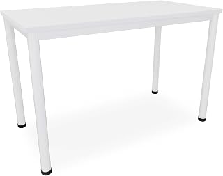 Schreibtisch/Besprechungstisch in verschiedenen Größen und Farben weißes Metallgestell Konferenztisch Arbeitstisch (B: 120 cm x T: 60 cm, Weiß)