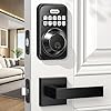 Keyless Entry Door Lock with 2 Lever Handles, Zowill Electronic Keypad Deadbolt, Auto-Locking, Anti-Peeping Password, Digital Smart Code Door Lock, Front Door Handle Sets, Matte Black