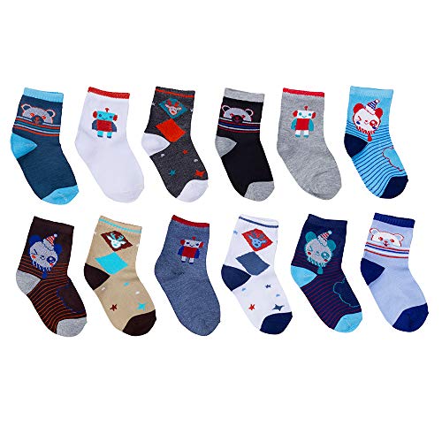Kit 24 Pares Meias Infantil Menino Cano Longo Algodão Estampadas TAMANHO:4-6 ANOS;COR:COLORIDO