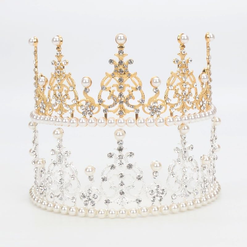 Buon Compleanno Crystal Diamonds Pearl Crown Cake Toppers Wedding Christment Battesimo Battesimo Birthday Cake Decorating Strumenti Decorazione Torta Forniture Torte impreziosite
