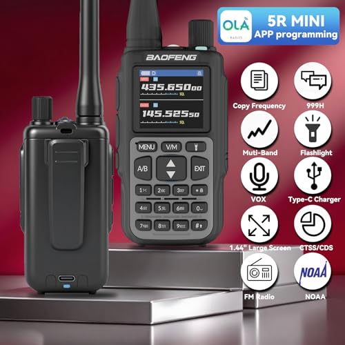 Image of BAOFENG UV-5R MINI-5 Two Way Radio NOAA Weather Radio Dual PTT 999CH Survival Radio APP Programming Copy Frequency Ham Radio 2200mAh