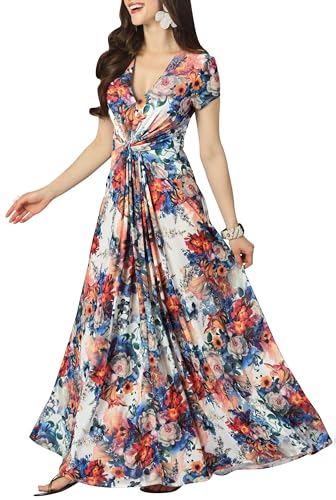 Image of KOH KOH Womens Long Flowy Cap Sleeve Empire Waist Cocktail Maxi Dress Gown