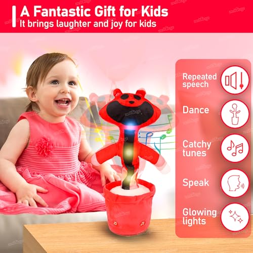 Image of Zest 4 Toyz Musical Talking Squid Cactus Dancing Music Game Toys Wriggle Singing & Repeats What You Say Funny Educational Sound Toys for Kids (Pack of 1) - Red