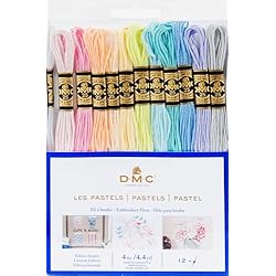 DMC - Surtido de hilos Mouliné colores Pastel, 100% algodón - 12 ovillos de 4 metros | Hilo de bordar, punto de cruz ideal, pulsera brasileña, pasatiempos creativos | idea de regalo