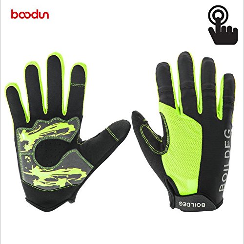 flycoo  Guantes de ciclista bicicleta Camping Deporte Silicona Antideslizante Guantes de calor de pantalla táctil de teléfono móvil y accesorios para mujer y hombre, verde