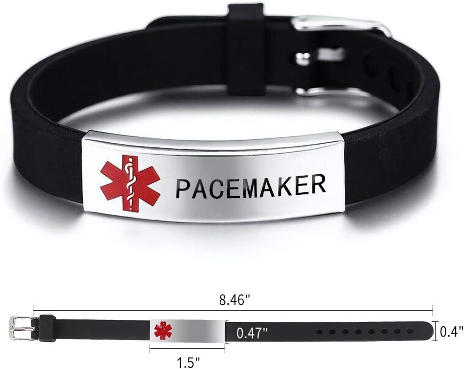 Medical Alert Customized ID Bracelet Free Custom Engraving Personalized Gift Adjustable Wristband for Men Women in Emergency First Aid - Image 2