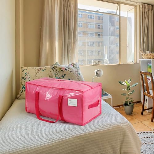 6 Pack Extra Heavy Duty Large Moving Bags with Comfortable Handle & Strong Zipper,Storage Totes for Space Saving Moving Storage College Supplies Alternative to Moving Box,Pink - Image 5