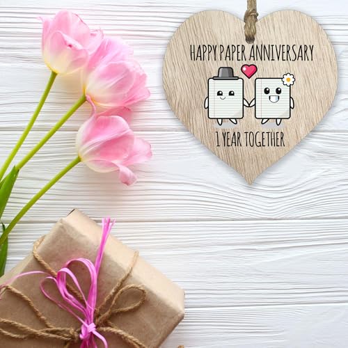 1st Wedding Anniversary Wooden Heart Plaque for Wife or Husband - Image 5