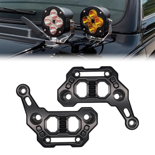 Image of Light Mounting Bracket Hood Cowl Mount Brackets for Jeep Wrangler JL JLU 4xe Gladiator JT Accessories，2PCS Black Aluminum Alloy Mounts for Ditch Cowl Fog Light A-Pillar LED Light Pod Brackets
