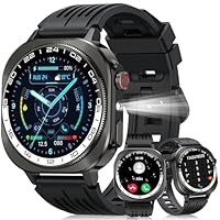 Reloj Inteligente Hombre Mujer Militar, 2025 AMOLED 3D 1.43" con Llamadas Bluetooth 5.4, 60 Días de Autonomía Smart Watch con Linterna LED,IP68 Impermeable/24/7 Monitor/130+Deportivos para Android iOS