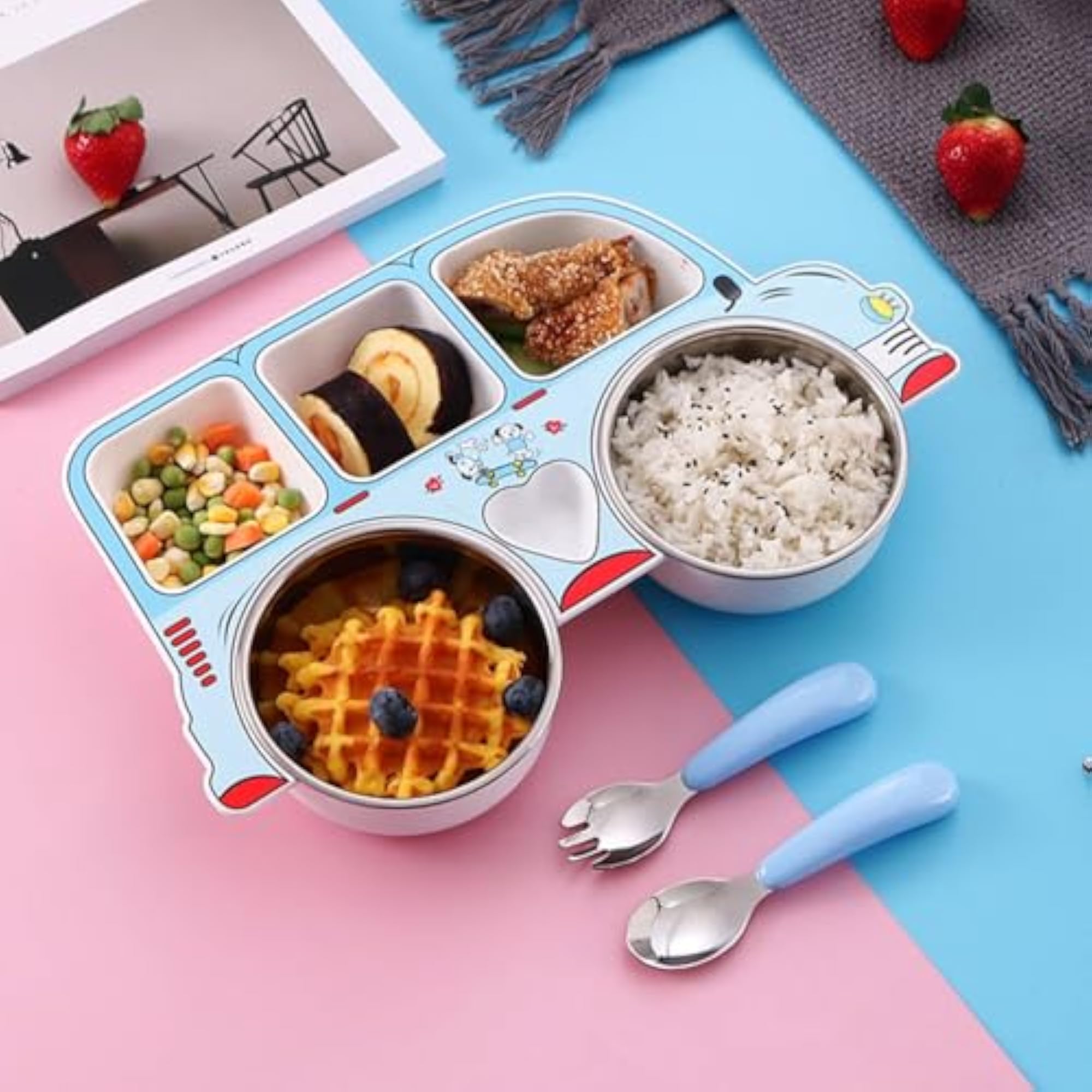 Car Shaped Divided Kids Meal Tray, Red