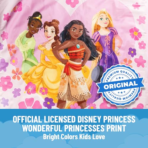 Image of Jay Franco Kids Slumber Bag and Pillow - 54 x 27 Inch Comfy Indoor Sleeping Bag for School and Sleepovers, 2 Piece Set, Pink - Princess