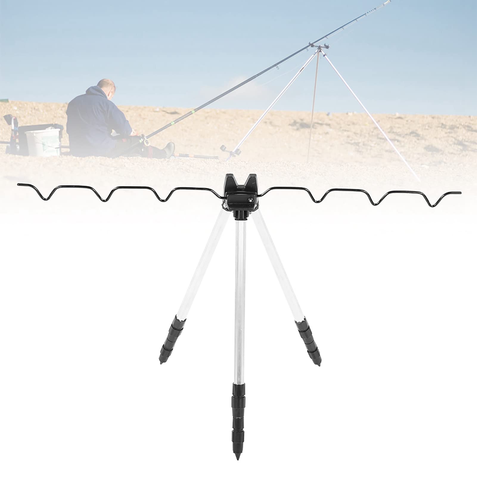 Soporte De Cañas De Pesca, Soporte De Pescadores Mini Soporte De Trípode De Polo De Pesca Plegable Trípode Soporte De Pesca De Mar Soporte Equipo De Pesca para Uso En Playas Y Terrenos Fangosos