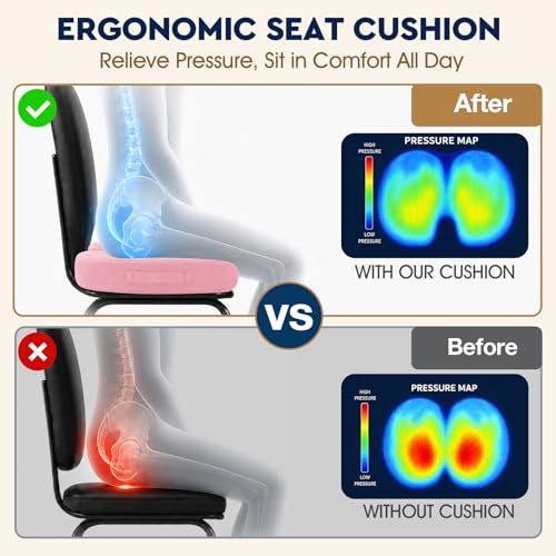 Image of TushGuard Seat Cushion - for Office Chair, Car Seat, Airplane, Bleacher - Sciatica & Coccyx Pain Relief Desk Chair Cushion for Long Sitting Office Workers, Car Drivers(Pink, XXX-Large)