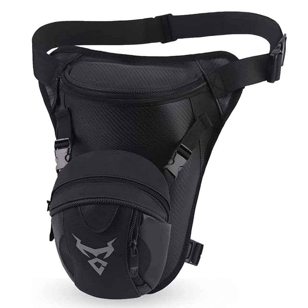 Hebetag Oxford Waist Pack Motorcycle Drop Leg Bag for Men Women Thigh Waist Bum Hip Fanny Belt Bag Purse Pouch Outdoor Travel Hiking Cycling Tactical Outdoor Sports Daypack, #12black Graylogo, 27cm(W — image 1