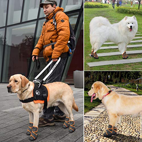 Petacc Dog Boots Waterproof Dog Shoes for Large Dogs Pet Boots Outdoor Shoes with Adjustable Reflective Velcro Rugged Anti-Slip Sole, 4Pcs (M, Light Grey) - Thumbnail 7