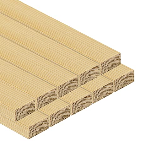 TWE TUCCI WOOD ESSENCE - Listones de madera maciza de abeto 15 x 30 x 2 metros cepillados en cuatro lados con chaflán en aristas, fabricado en Italia, paquete de 10 unidades