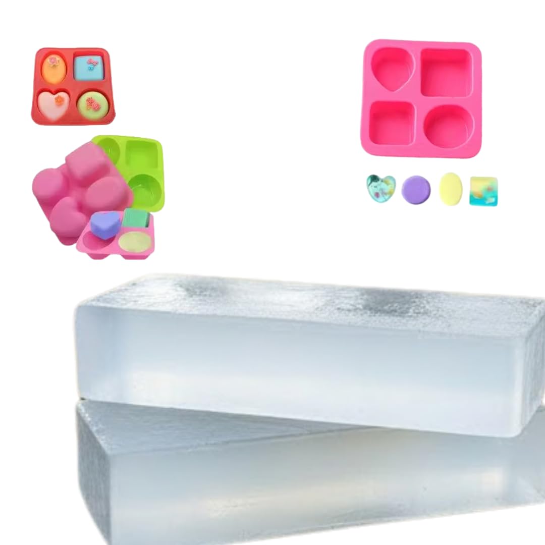 Pure 500 gm Glycerin Soap Base Including Easy Release Siliconne Mould SLS & Paraben Free for Home Soap Making and Smooth Shaping-image-8