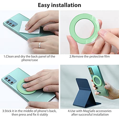 Image of Nillkin MagSafe Ring Magnet - Magnetic Phone Sticker for Samsung Galaxy S23 S22 S21 S20 Ultra /Plus,Note 20 /10 /9 Series, iPhone 14 13 12 11 /XS /8 /SE, Google Pixel 7 Pro, Android Phones, 2 Pack Green