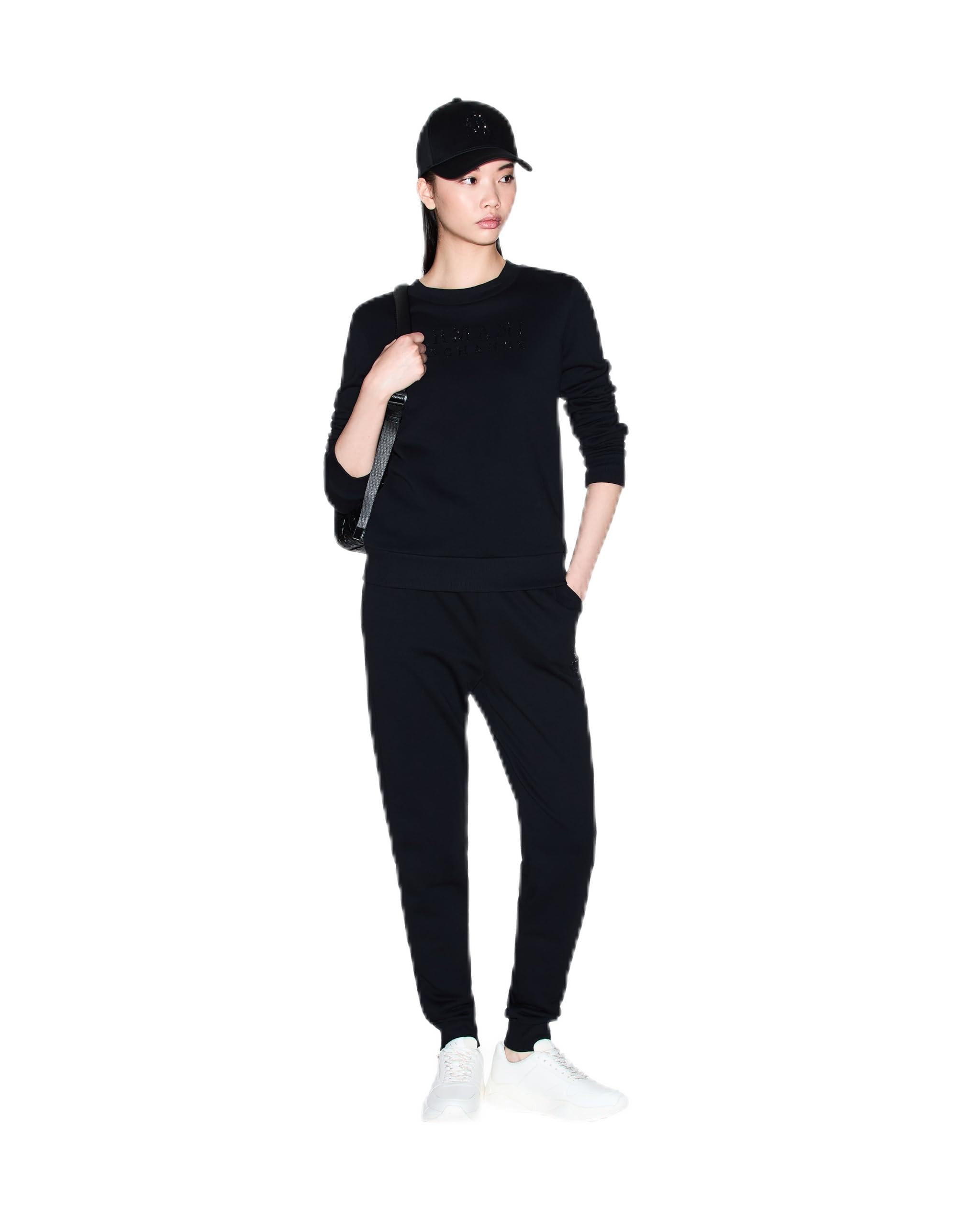 Armani Exchange Long Sleeve Round Collar Front Logo Maglia di Tuta Donna (Pacco da 1)