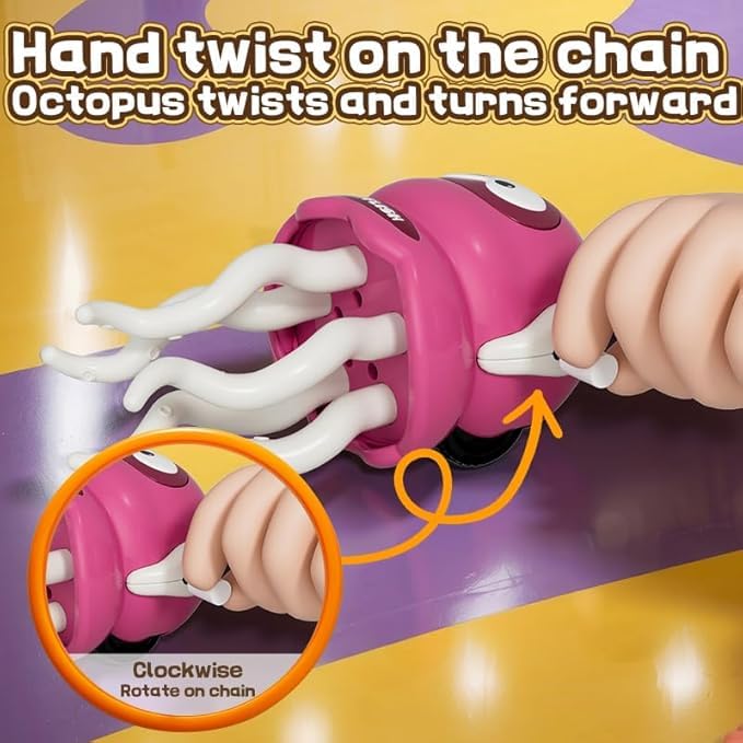 Image of ACROWN Key Operated Octopus Wind Up Toy for Kids, 5-Leg Action Crawling Dancing Jellyfish Toy for Babies (Yellow)