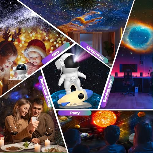 Image of Astronaut Galaxy Projector for Bedroom, HD Galaxy Light Projector with Timer and 360 Rotation, Planetarium Projector with 13 Film Discs and 9 Colors, Star Projector Gift for Kids