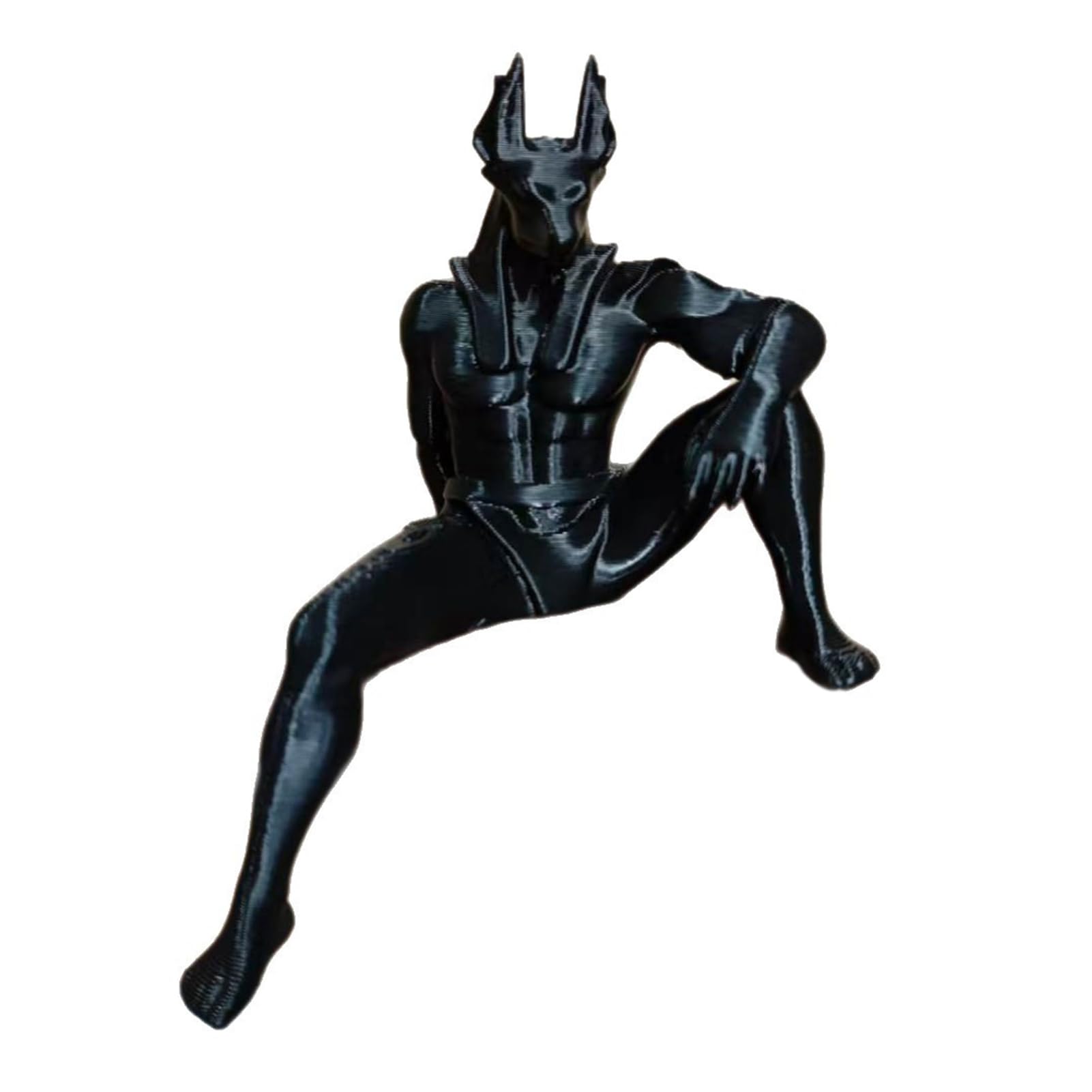anwhriet High Detail Egyptian Anubis God Statue, 3D Printed Muscular Jackal Sculpture, Collectible Mythology Figurine for Gaming Desk Office Shelf Decor Black