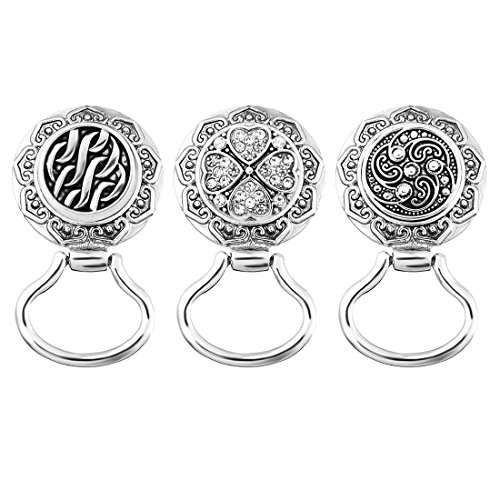 MJartoria Interchangeable Snap Buttons Centerpiece Rhinestone Eye Glass Holding Brooch (Silver Color)4