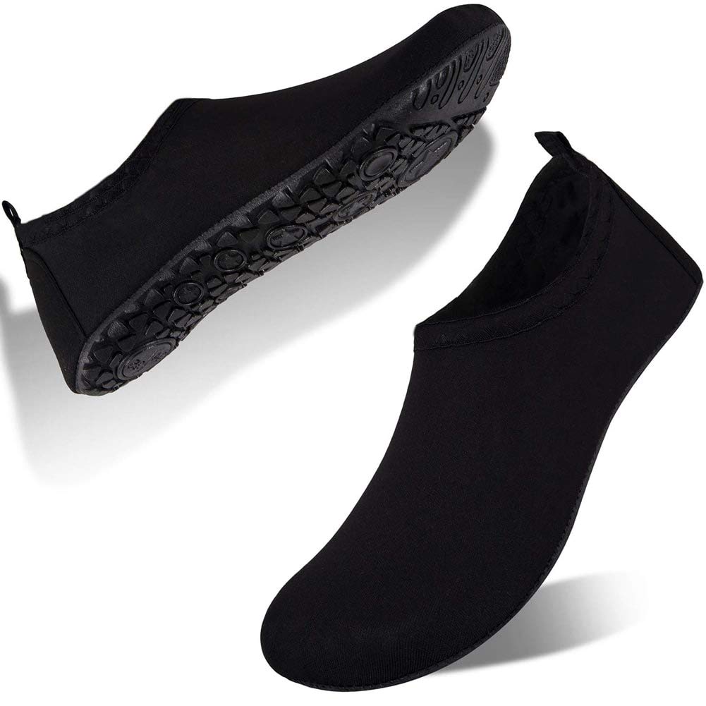 FELOVE Badeschuhe Wasserschuhe Strandschuhe Surfschuhe Barfuß Schuhe,Breathable Schwimmschuhe Hausschuhe Yoga Schuhe für Wassersport für Damen Herren, Schwarz CH 38/39