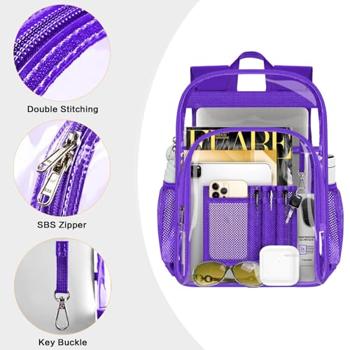Image of PAMANO Clear Backpack, Heavy Duty Transparent Reinforced Bottom See Through for College, Travel Work Security