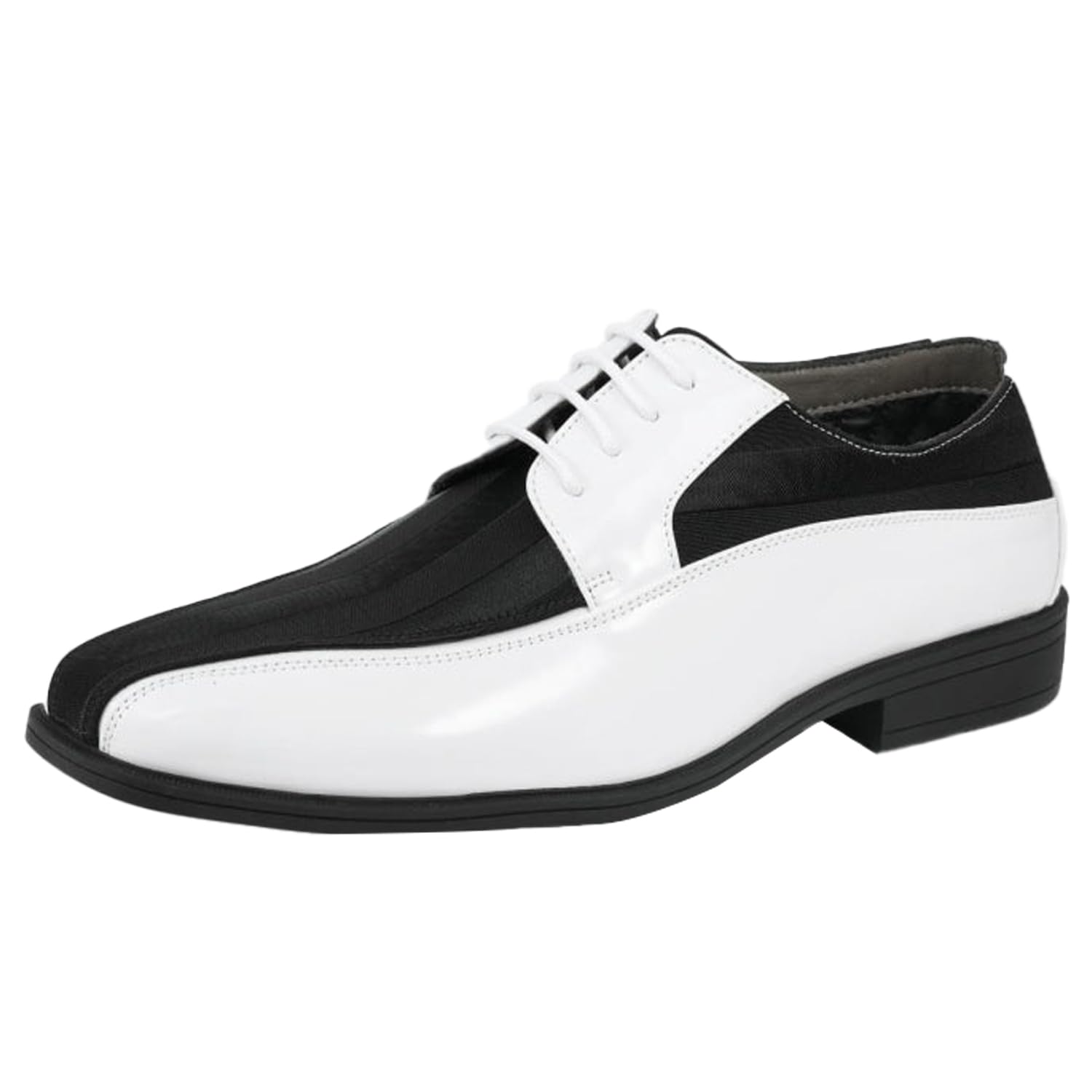 Viotti 179, Casual Dress Oxford Shoes for Men, Satin Striped Lace-Ups, Men's Business Casual Leather & Satin Shoe, for All Formal Occasions