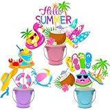 Hello Summer Party Centerpiece Sticks Beach Pool Centerpiece Decorations for GIrls Pink Summer Theme Table Toppers for Hawaii Beach Pool Party Baby Shower Supplies