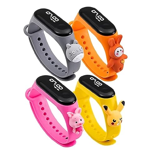 IZU... Cartoon Character Waterproof LED Kids Watches Superhero Theme Waterproof Touch Button Silicone Smart Digital LED Band Bracelet Watch for Kids Boys and Girls. (any color send)