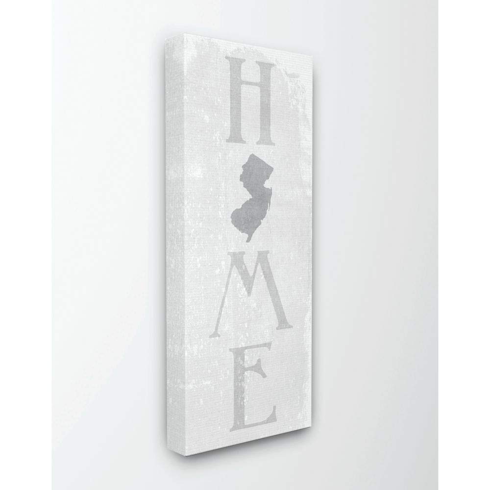 Stupell IndustriesNew Jersey Home State Map Grey Textured Word Design Stretched Canvas Wall Art by Daphne Polselli, 10 x 1.5 x 24, Multi-Color