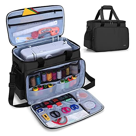 Luxja Sewing Machine Carrying Bag with Removable Padding Pad, Tote Bag for Sewing Machine and Extra Sewing Accessories, Black