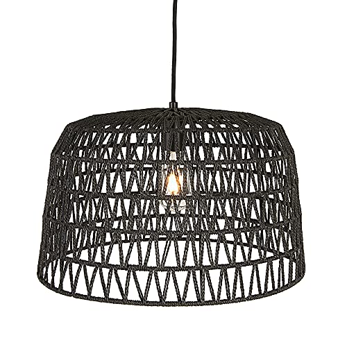 Promo Discount Up To 70% Off Creative Co-op EC0489 Woven Lamp, Charcoal Gray Pendant, Black