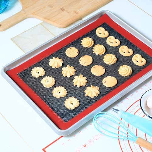 Silicone Baking Mat with Microperforated, 2 PCS Perforated Baking Mats/Oven Liners for 13" x 18" Half Sheet Pan, Reusable Air Mesh Silicone Mat for Cookie/Eclair/Bread/Pizza/Pastry - Thumbnail 2
