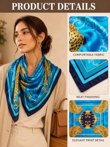 Image of Ravaiyaa - Attitude is everything Women Printed Silk Bandana 21 x 21 Inch Square Headband & Hair Wrap, Soft & Versatile | Fashion Neck Wrap