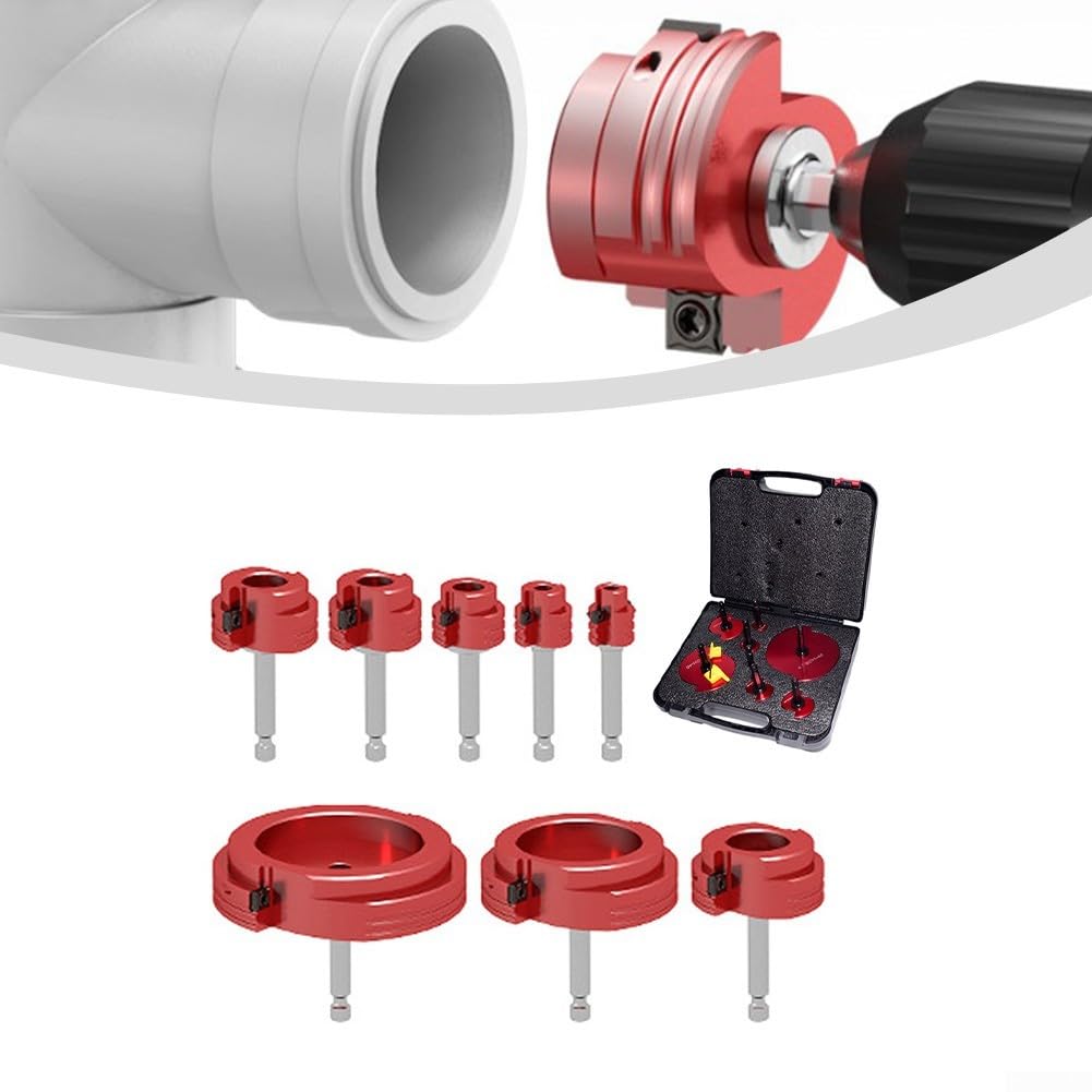 Kit de escariador de PVC de 8 piezas para taladro, juego de herramientas de ahorro de accesorios de tubería de aleación de aluminio de 1/2-4 pulgadas para quitar tuberías rotas de