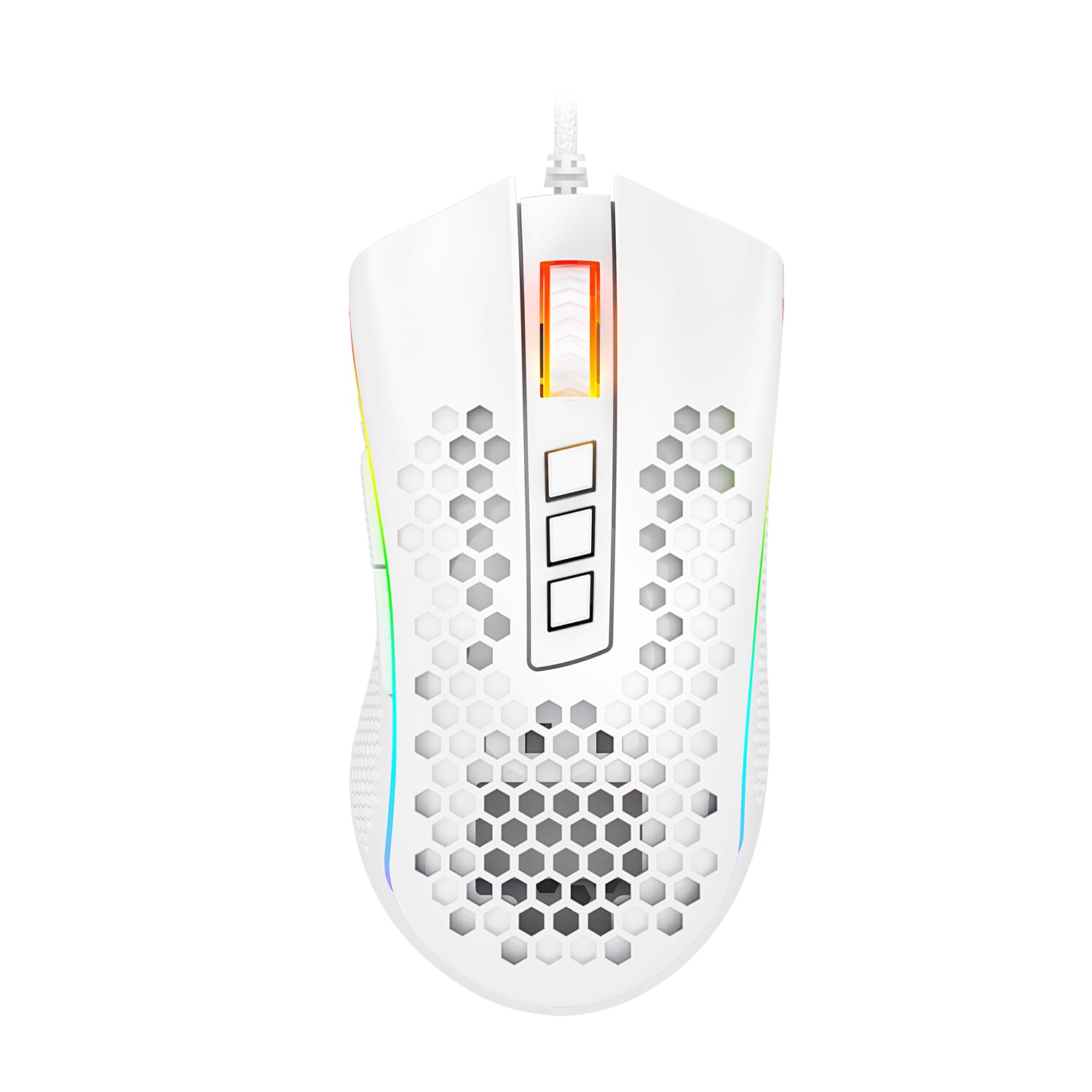 RedragonM988Storm Elite White RGB Mouse Gamer Ultralight 85g, Honey Comb Design Optical Sensor 12,400dpi