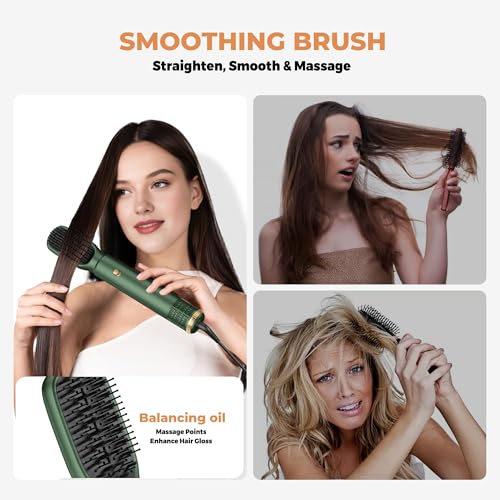Image of OKWRAP 5-in-1 Hot Air Styler & Blow Dryer Brush Set - 700W Gentle Temperature Hair Multi-Styler with Auto-Wrap Curlers & Round Brush for Fine, Thin, or Damaged Hair, 100-120V US Outlet Only