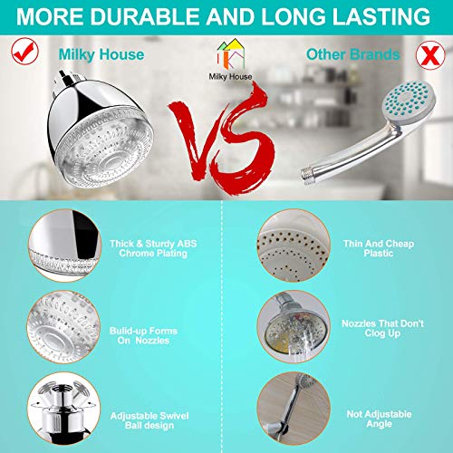 Led Shower Head, Shower Head With Light, 7 Color Flash Light Automatically Changing Led Fixed Showerhead For Bathroom Adjustable High Pressure Rain Shower Head Light Up For Kid Adult Easy Installation #TOP4