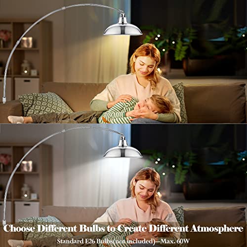 Filiyano Modern 77" Arc Floor Lamp - Adjustable Sliver Standing Lamp For Living Room, Rotatable Arch Metal Pole Task Lamp Over The Couch, Adjustable Tall Lamp For Bedroom Office Home Brushed Nickel #TOP5