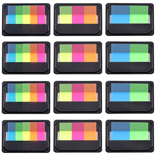 Antner 800 Pieces Pop-up Page Markers Sticky Tabs Index Tabs Flags Sticky Notes with Box, Fluorescent Sticky Note for Page Marker, 12 Sets 3 Sizes