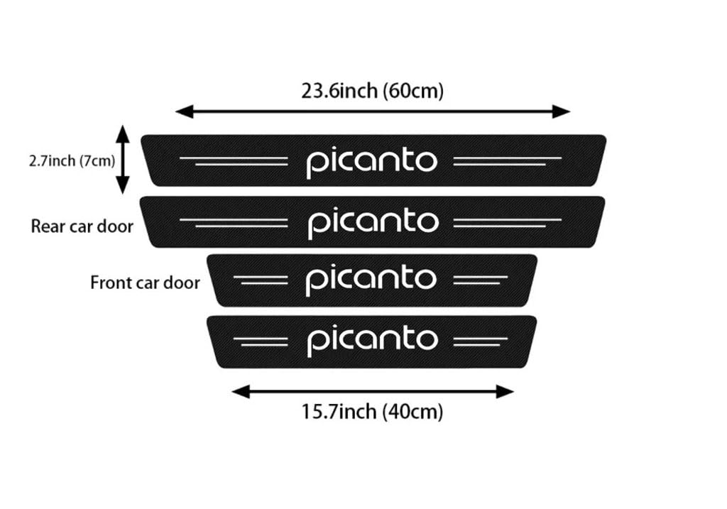 4 Pezzi Adesivi per Battitacco per Kia Picanto, Adesivi Soglia Auto in Fibra di Carbonio Protezioni per Davanzali per Porte Auto (Picanto)