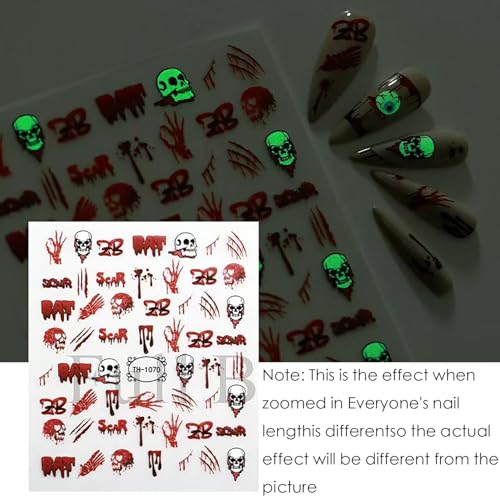 Eashopbal WSJ-ZJT Halloween Nail Art Sticker Decals 7 Sheets,3D Skull Nail Stickers thumb #3
