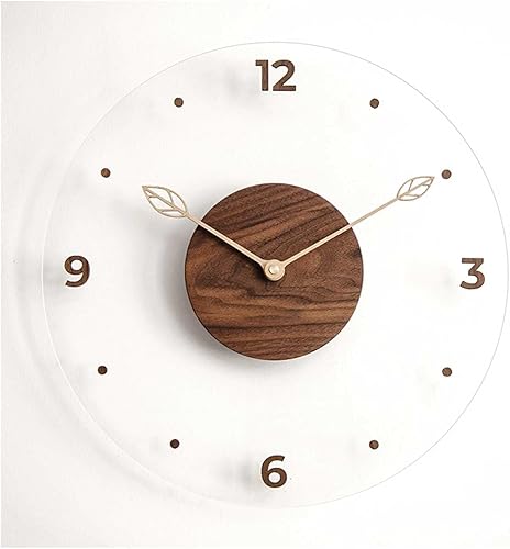 BTZHY Reloj de pared, reloj de pared, 14 pulgadas, silencioso, nórdico, de madera, cuarzo, diseño moderno, acrílico, calcomanías 3D, reloj de
