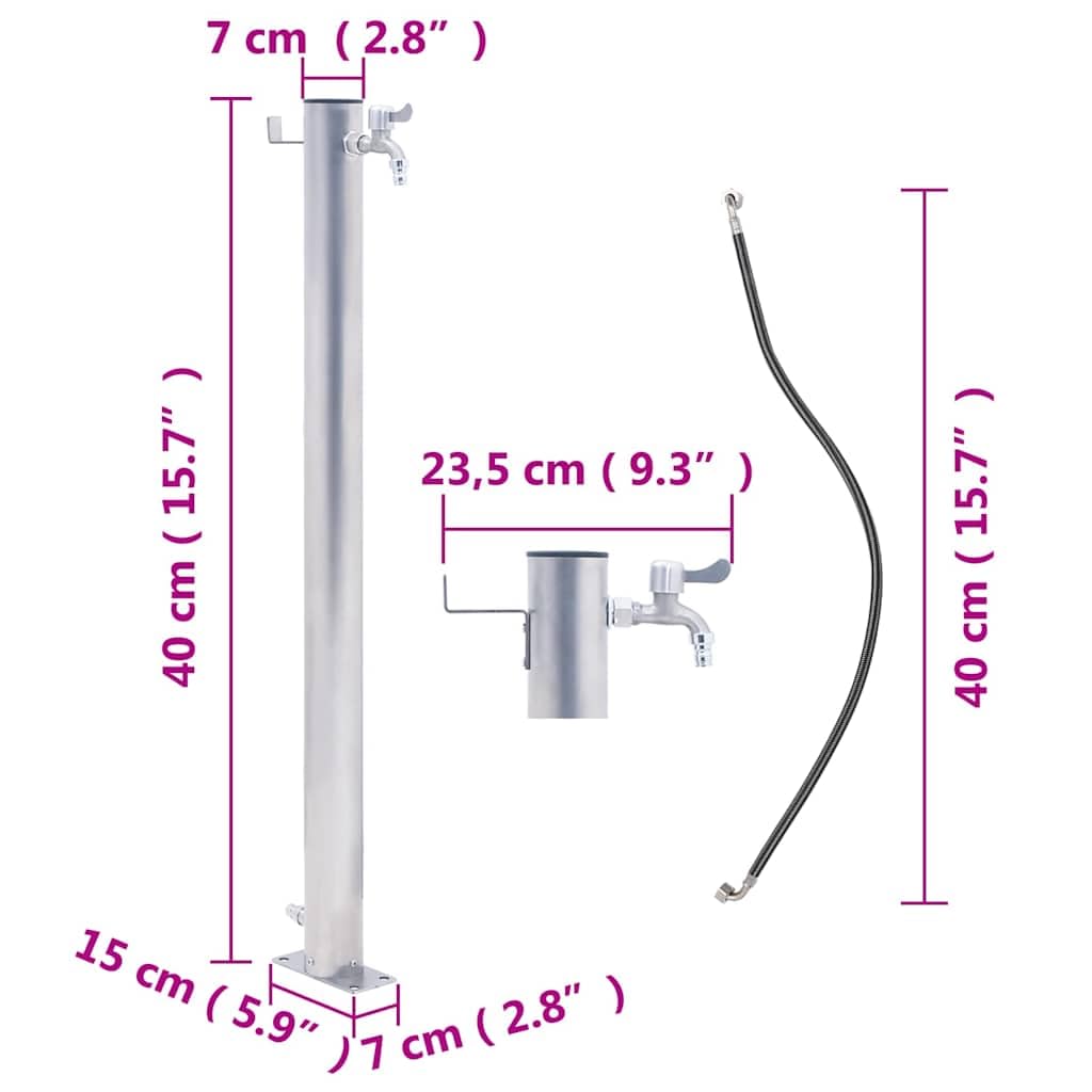 Columna de agua para el jardín, 40 cm, acero inoxidable, redondo, sistema de riego para jardín, césped, manguera de goteo, aspersor, automático, planta, invernadero, balcón, bancal